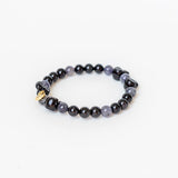 hypersenthe and iolite and obsidian skull bracelet