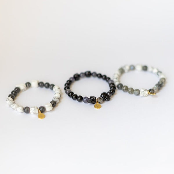 happy rebel skull and stone bracelets