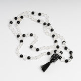 Clear Quartz and Obsidian Mala Necklace