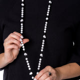 Howlite and Obsidian Mala Necklace on Woman