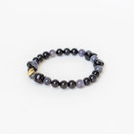 hypersenthe and iolite and obsidian skull bracelet