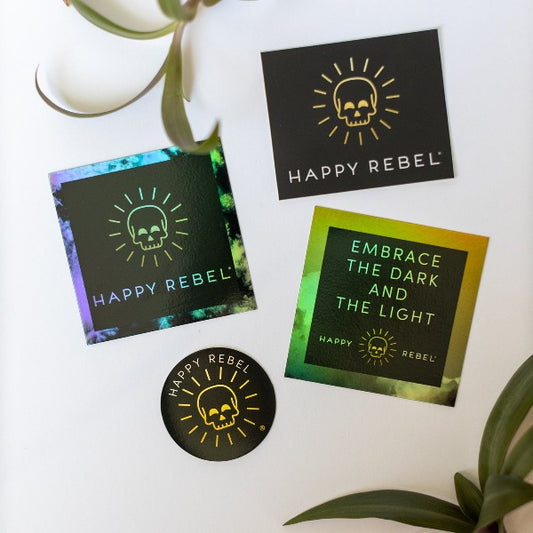 Happy Rebel sticker set, holographic stickers