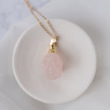 rose quartz crystal skull necklace