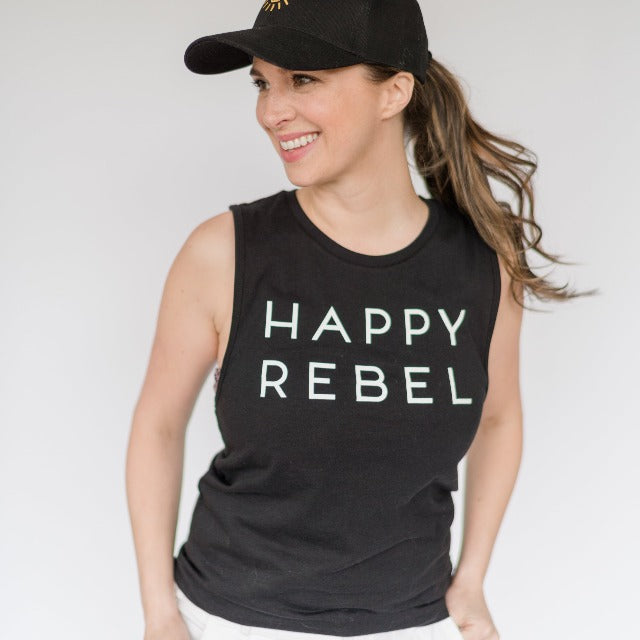 happy rebel tank top and hat